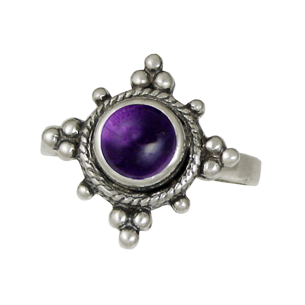 Sterling Silver Gemstone Ring With Amethyst Size 10